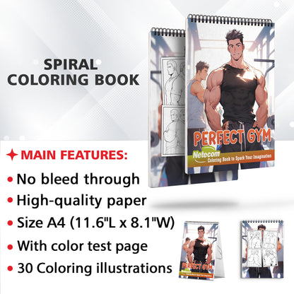 Perfect Gym Spiral Bound Coloring Book, Unleash Your Creativity in a Gym Setting with 30 Empowering Pages of LGBTQ+ Gym Scenes.