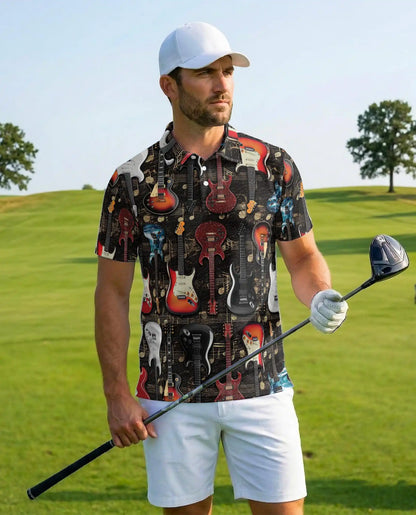 Electric Guitar Polo Shirt - Rock Musician Guitar Player Design | Netecom