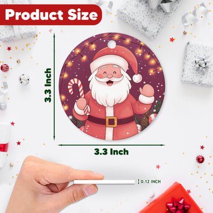Netecom Funny Pink Santa Claus Christmas Ornament, Ceramic Santa With Candy Cane Keepsake Ornament for Xmas Tree Decorations, Gifts for Holiday, Party, Home Decor