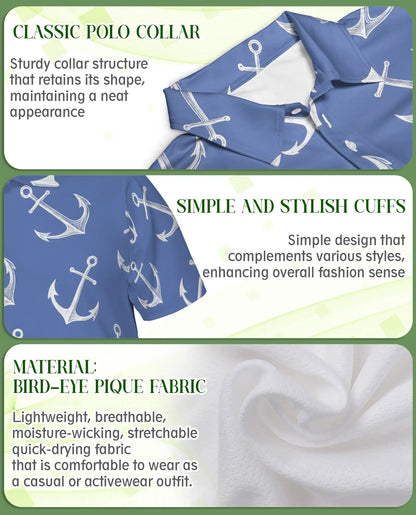 Nautical Anchor Polo Shirt – Coastal Ocean Print | Netecom