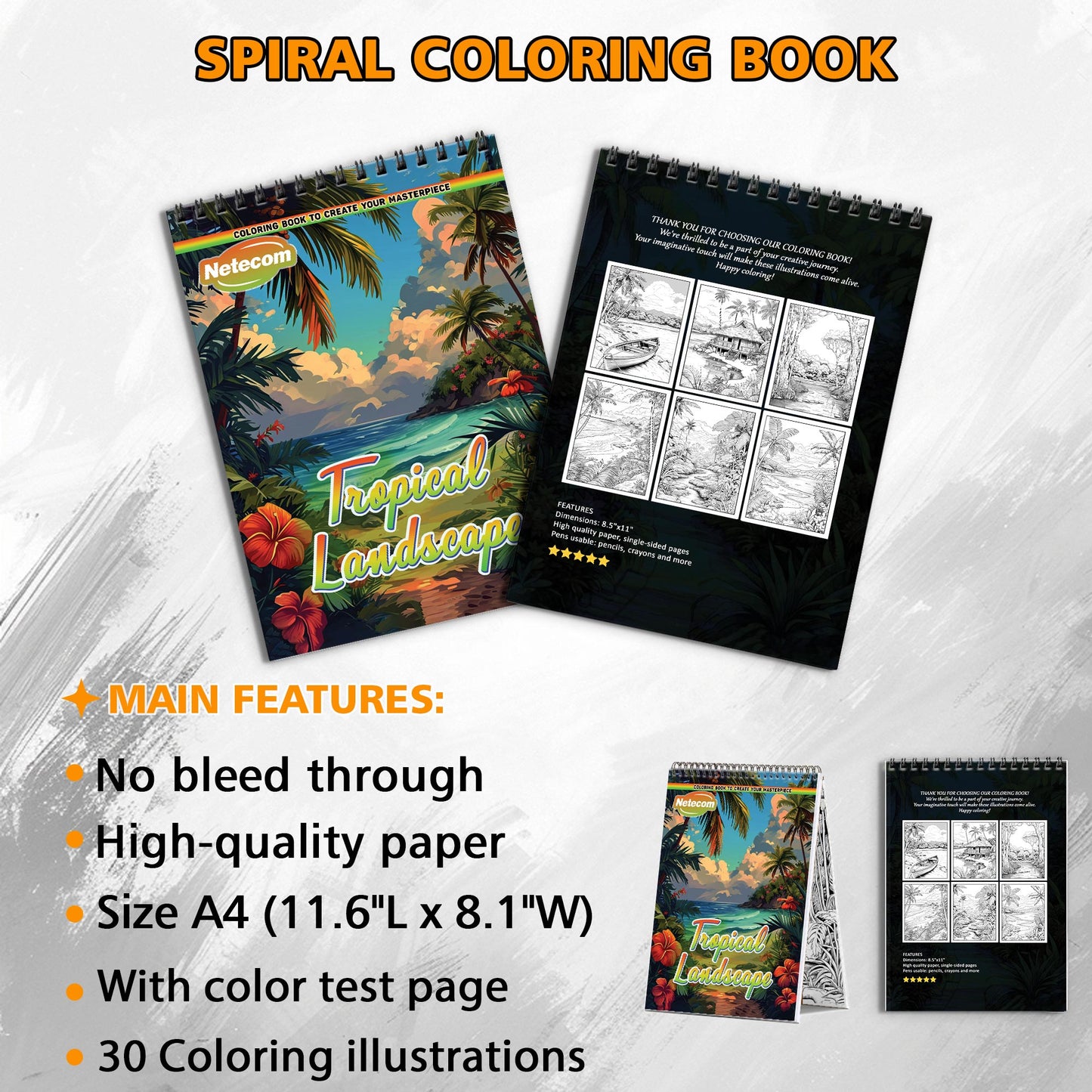 Tropical Landscape Spiral Bound Coloring Book, Breathtaking Tropical Landscapes for an Exotic Coloring Retreat, Great for Beach Lovers and Nature Admirers