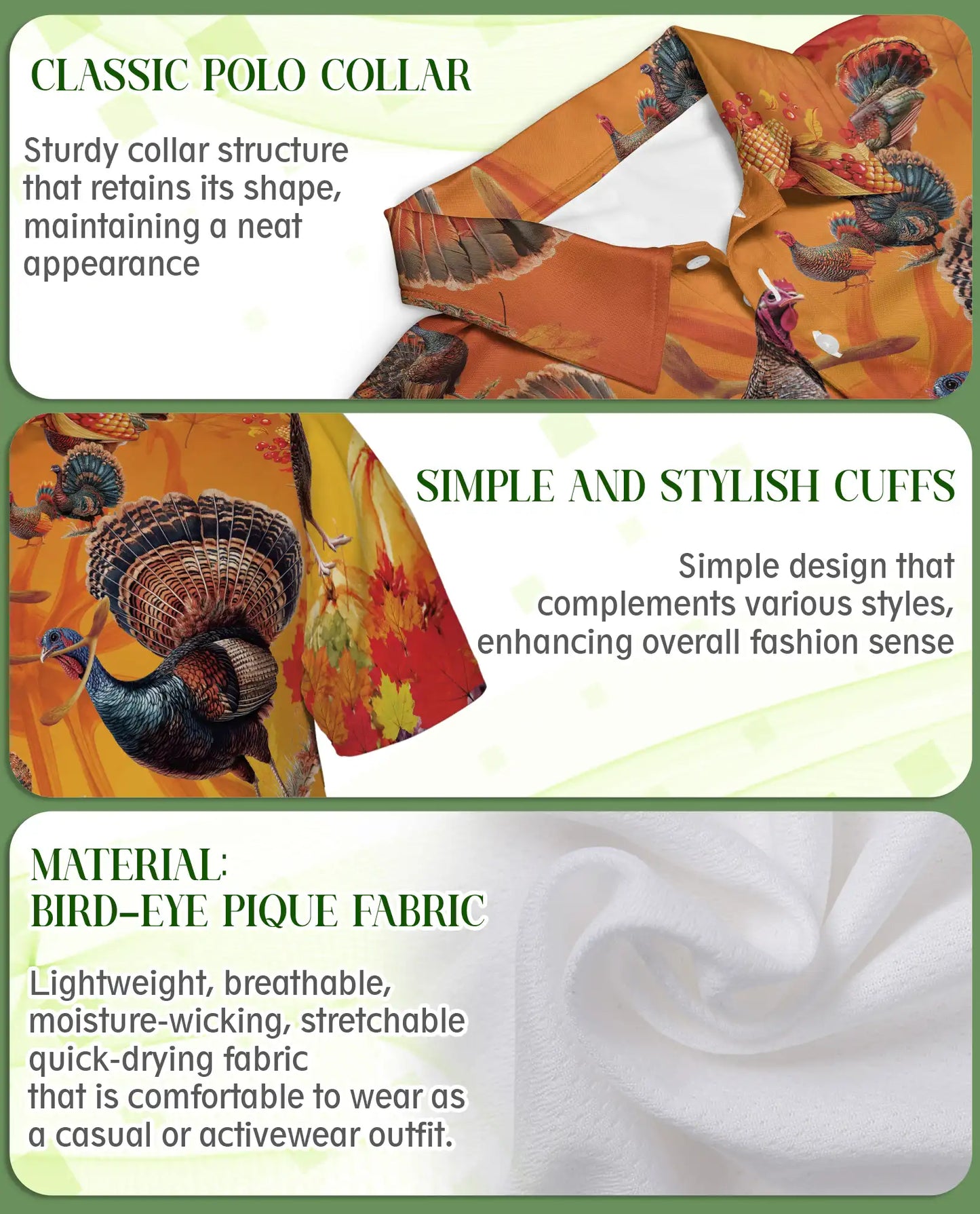 Thanksgiving Turkey Hawaiian Polo Shirt for Men | Netecom