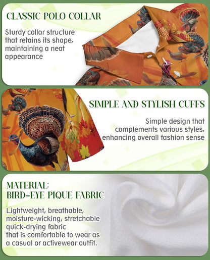 Thanksgiving Turkey Hawaiian Polo Shirt for Men | Netecom