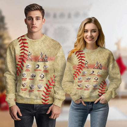 Baseball Pitching Grips Sweatshirt, 3D All Over Print Pitcher Crewneck Pullover for Men Women, Baseball Player Gift - Netecom