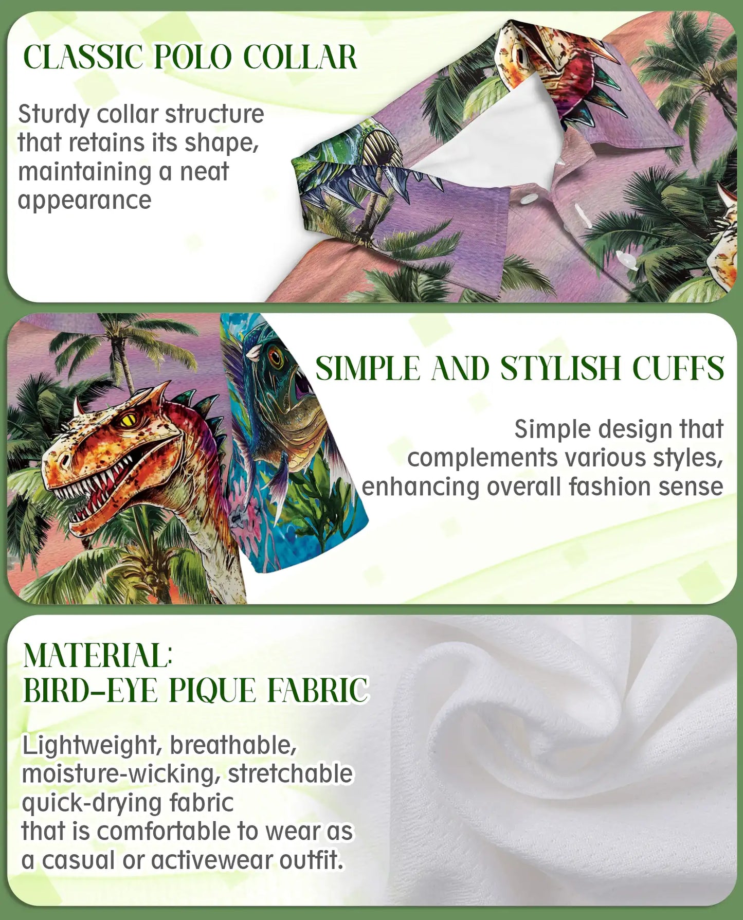 Dinosaur Tropical Polo Shirt – Prehistoric Beach Print | Netecom