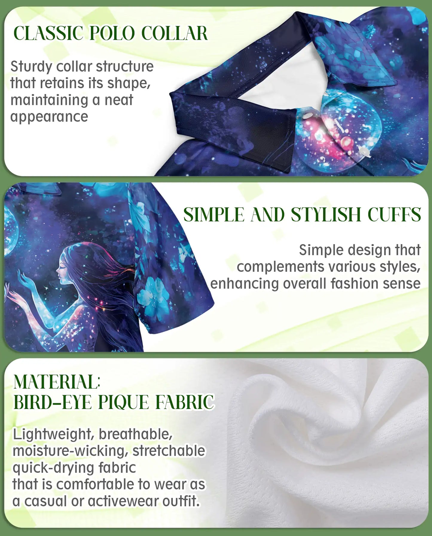 Galaxy Mermaid Polo Shirt – Cosmic Ocean Style | Netecom