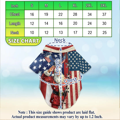 Patriotic American Christmas Santa Print Hawaii Dog and Owner Matching Shirts