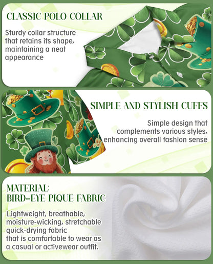 St. Patrick's Day Polo Shirt – Lucky Leprechaun Print | Netecom
