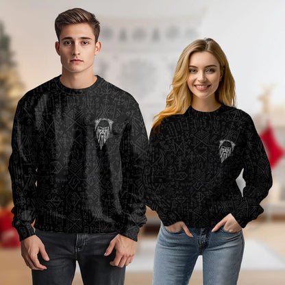 Viking Odin Sweatshirt, 3D All Over Print Fenrir Tattoo Crewneck Pullover for Men Women, Norse Mythology Gift - Netecom