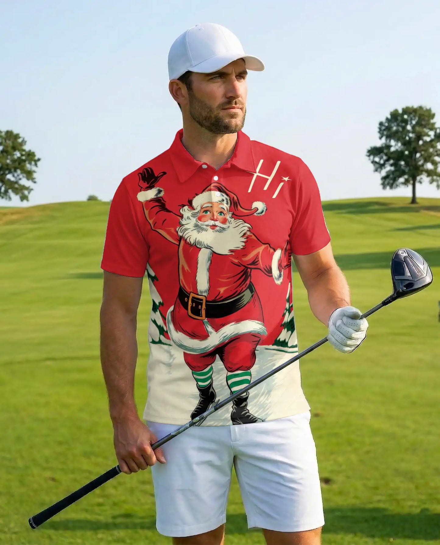 Santa Polo Shirt for Men – Christmas Holiday Festive Tee | Netecom