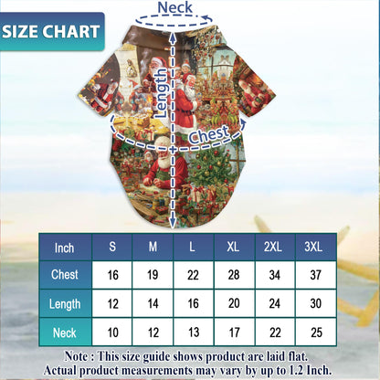 Netecom Matching Vintage Santa Claus Christmas Aloha Hawaiian Shirt for Dog and Owner, Aloha Summer Shirt, Retro Holiday Santa Print Outfit for Pet and Human, Beach Vacation Casual Wear