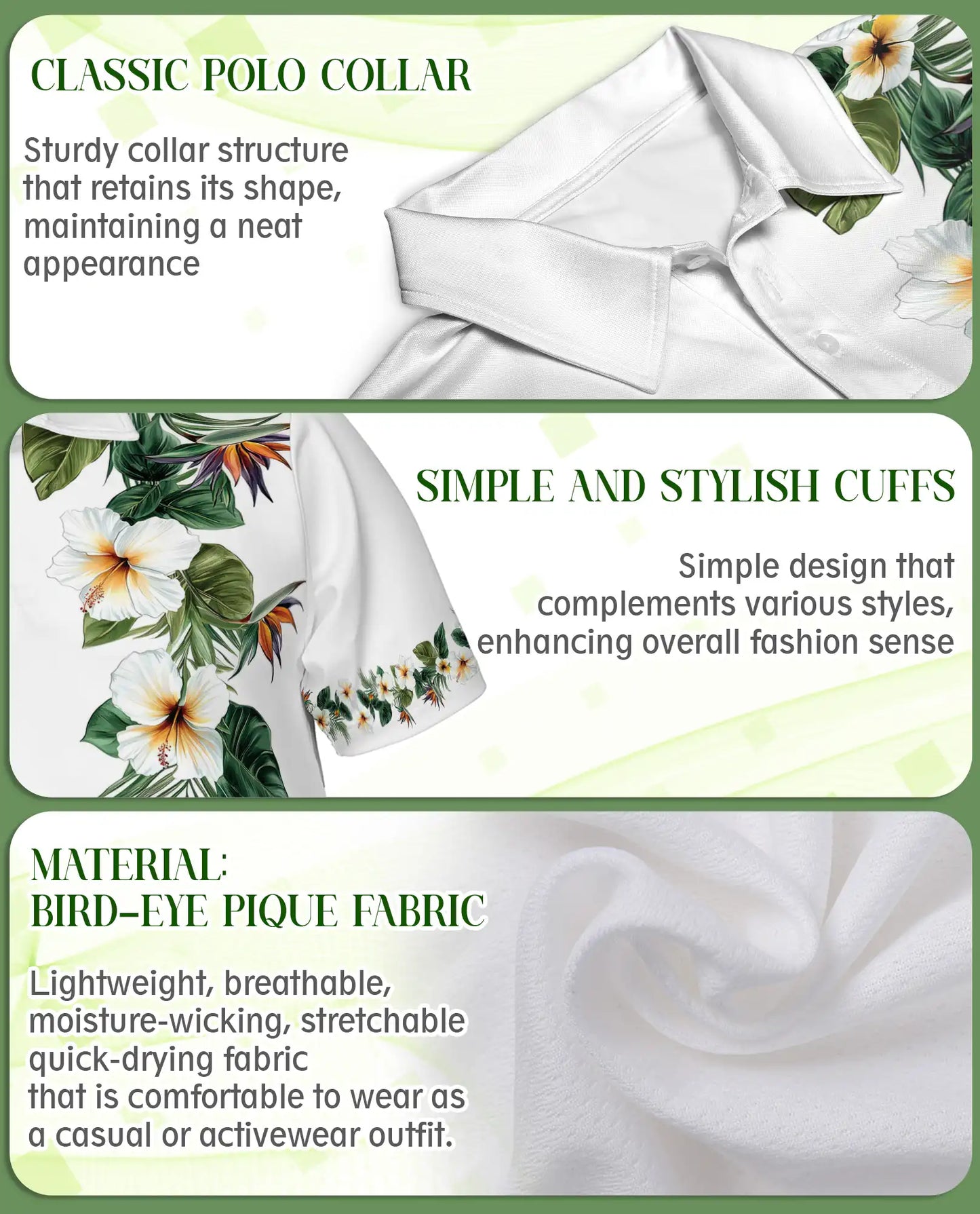 White Tropical Hibiscus 3D Polo Shirt for Men – Elegant Hawaiian Floral Style | Netecom
