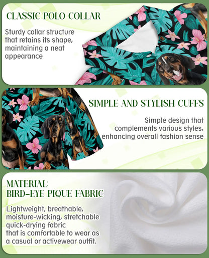 Doberman Tropical Polo Shirt – Floral Dog Print | Netecom