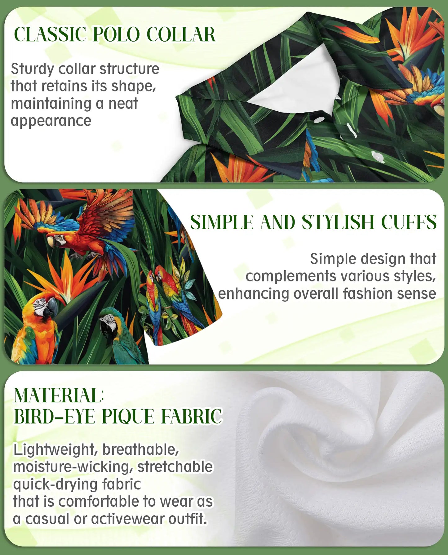 Parrot Tropical Polo Shirt – Macaw Jungle Print | Netecom