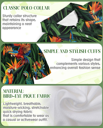 Parrot Tropical Polo Shirt – Macaw Jungle Print | Netecom