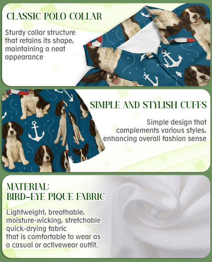 Springer Spaniel Nautical Polo Shirt – Coastal Dog Print | Netecom