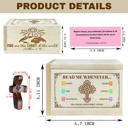 Netecom Personalized Bible Verse Box with 150 Color-Coded Scriptures and Custom Name Prayer Cross, Wooden Christian Gift for Faith & Encouragement