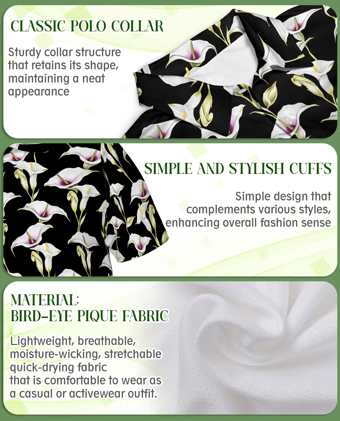Calla Lily Polo Shirt – Elegant Floral Style | Netecom