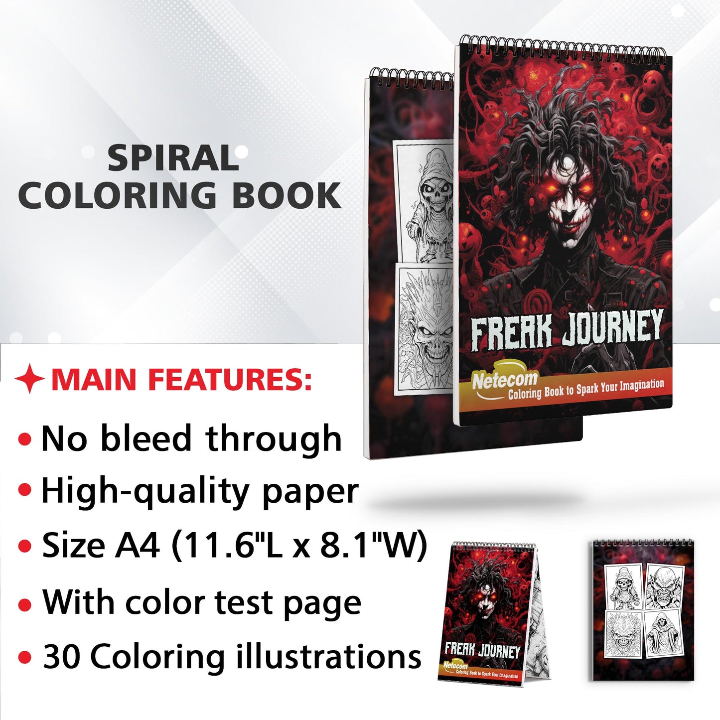 Freak Journey Spiral Bound Coloring Book, Confront Your Strangest Fantasies as You Embark on a Freak Journey Coloring Experience