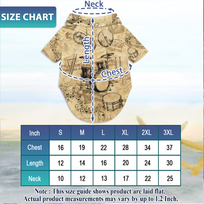 Netecom Matching Drum Hawaiian Shirt for Dog and Owner, Music Aloha Summer Shirt, Drum Print Button Down Outfit for Pet and Human, Beach Vacation Casual Wear