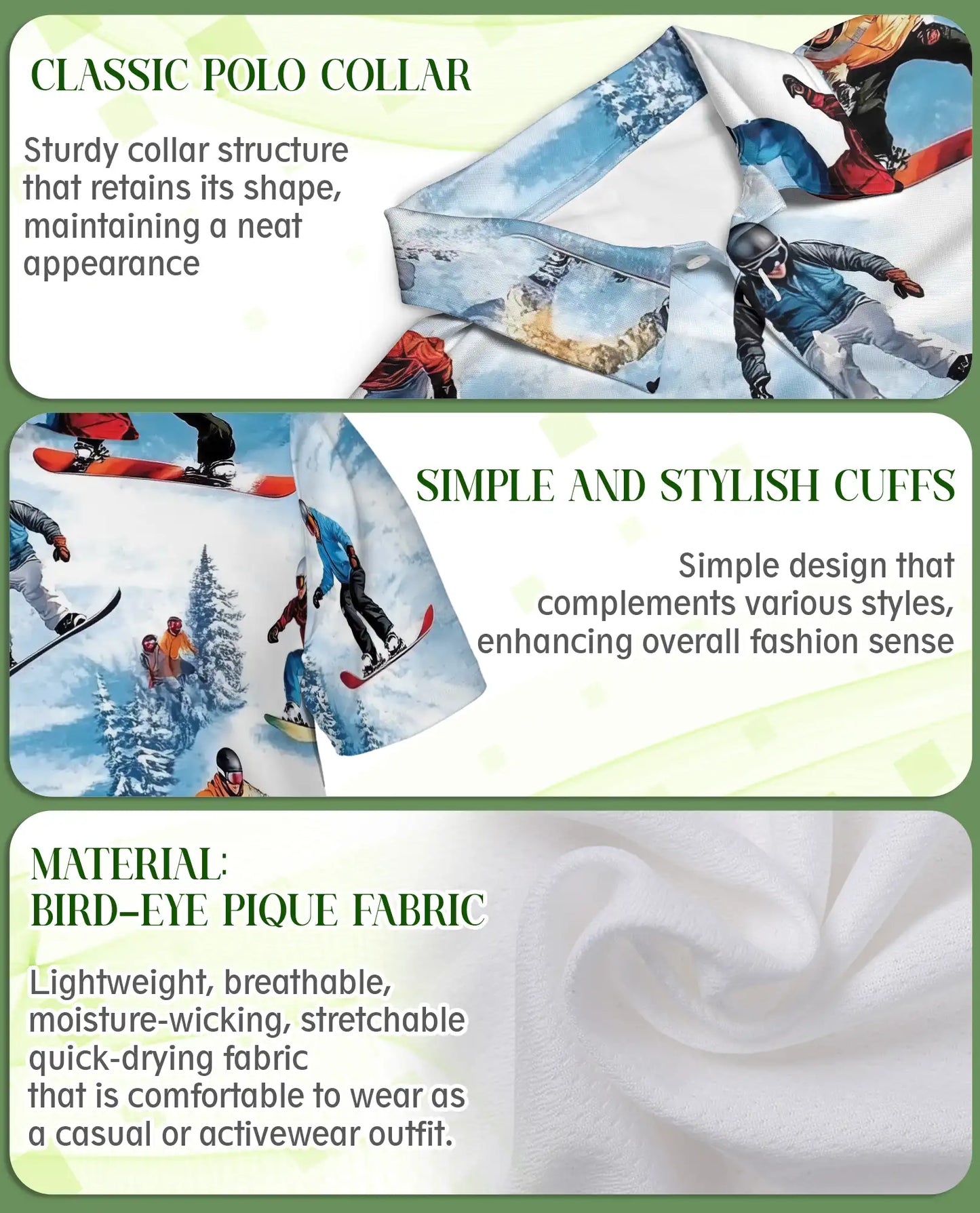 Snowboard Winter Sports 3D Polo Shirt for Men – Extreme Mountain Style | Netecom