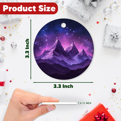 Netecom Purple Mountain Christmas Ornaments, Ceramic Night Sky Keepsake Ornament for Christmas Tree Decorations, Gifts for Holiday, Party, Home Decor