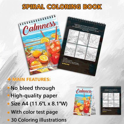 Calmness Spiral Bound Coloring Book, Soothing Art for Finding Inner Peace, Perfect for Adults Seeking Stress Relief and Mindful Relaxation