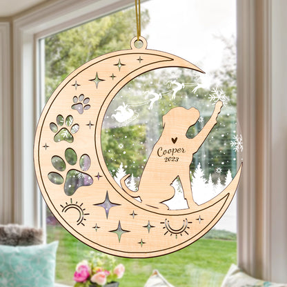Netecom Boxer Dog Memorial Suncatcher, Personalized German Boxer Christmas Ornament with Date Name, Bereavement Gifts for Loss of Pet, Dog Death Sympathy Gifts Pet Loss Sun Catchers, Dog Grief Gift