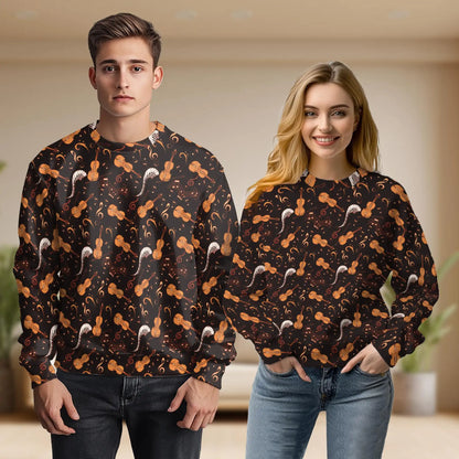Violin Music Sweatshirt, 3D All Over Print Classical Instrument Crewneck Pullover for Men Women, Violinist and Music Lover Gift - Netecom