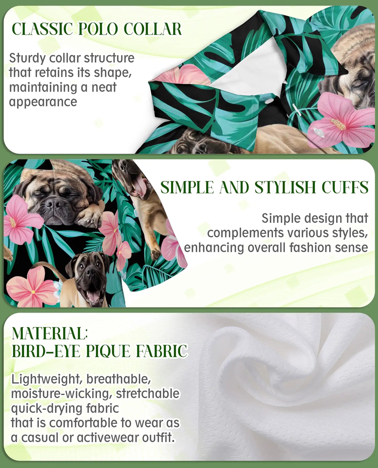 Pug Tropical Floral Polo Shirt | Netecom