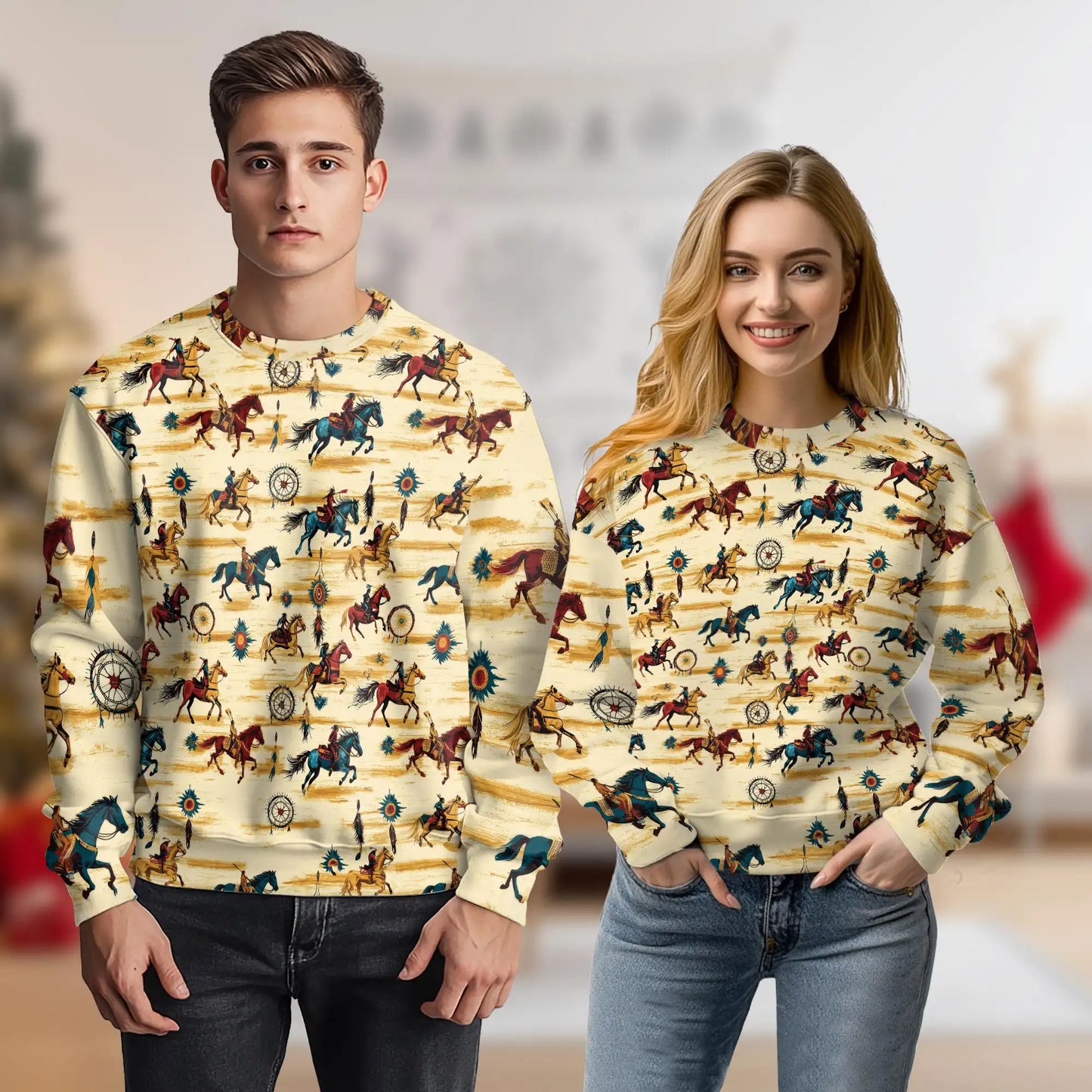 Wild Horse Sweatshirt, 3D All Over Print Mustang Western Crewneck Pullover for Men Women, Horse Lover Gift - Netecom