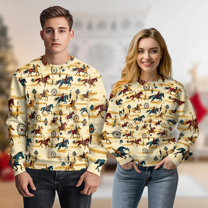 Wild Horse Sweatshirt, 3D All Over Print Mustang Western Crewneck Pullover for Men Women, Horse Lover Gift - Netecom
