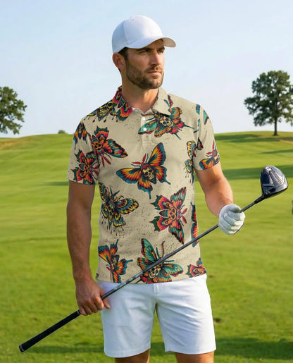 Skull Butterfly Polo Shirt – Gothic Vintage Style | Netecom