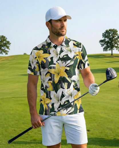Flamingo Palm Tropical 3D Polo Shirt for Men | Netecom