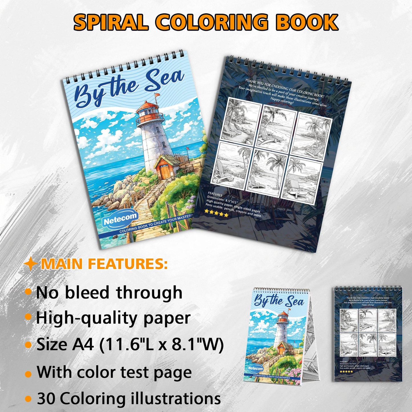 By the Sea Spiral Bound Coloring Book, Relaxing Seaside Scenes for a Coastal Escape, Perfect for Beach Lovers and Those Seeking Serenity