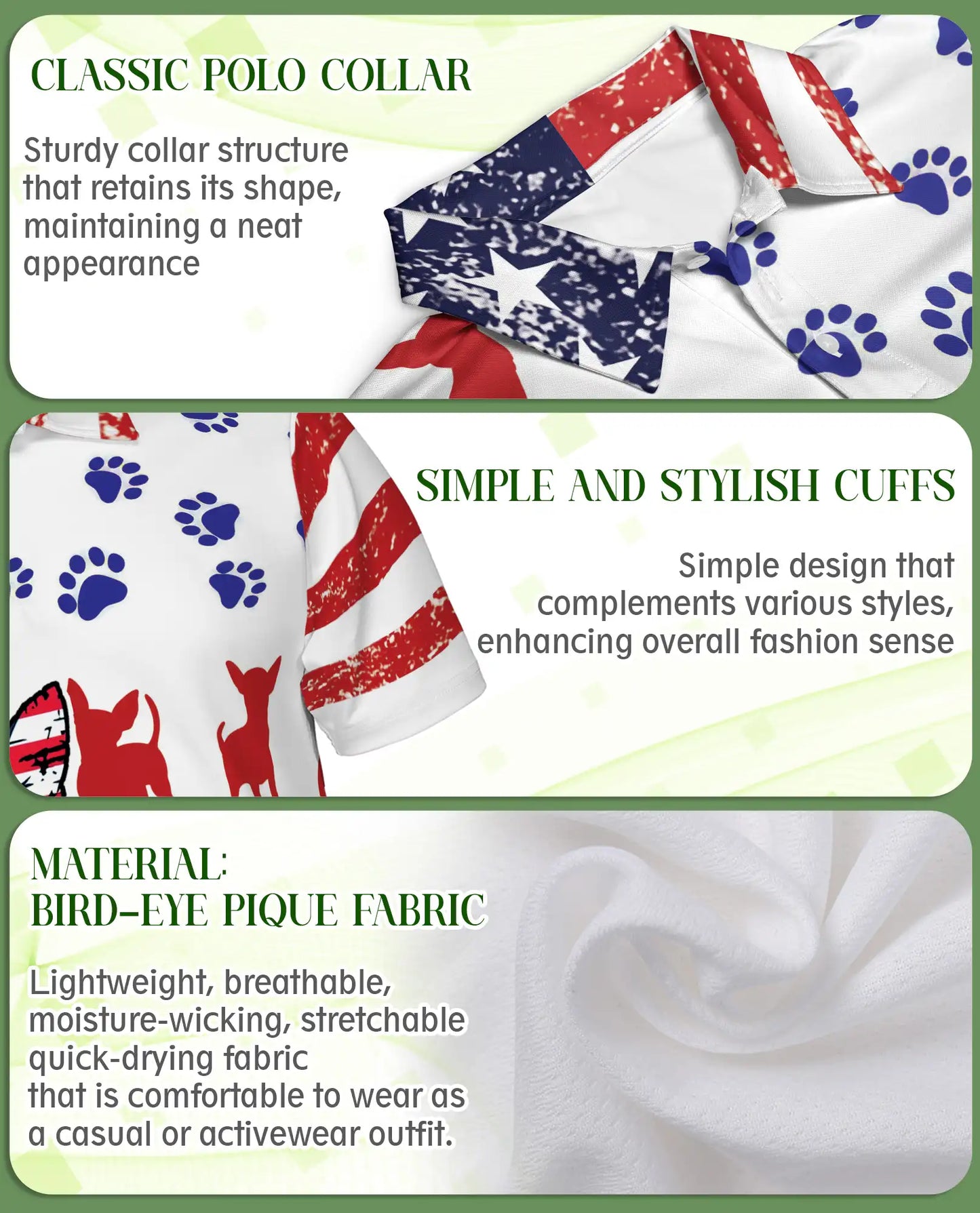 Patriotic Chihuahua Polo Shirt – American Flag Dog Print | Netecom