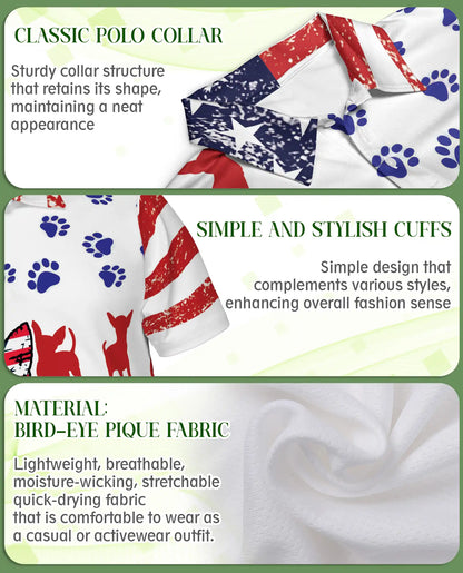 Patriotic Chihuahua Polo Shirt – American Flag Dog Print | Netecom