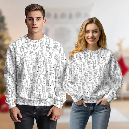 Corgi Line Art Sweatshirt, 3D All Over Print Minimalist Dog Crewneck Pullover for Men Women, Corgi Lover Gift - Netecom