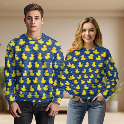 Duck Water Waves Sweatshirt, 3D All Over Print Lake Bird Crewneck Pullover for Men Women, Duck Lover Gift - Netecom