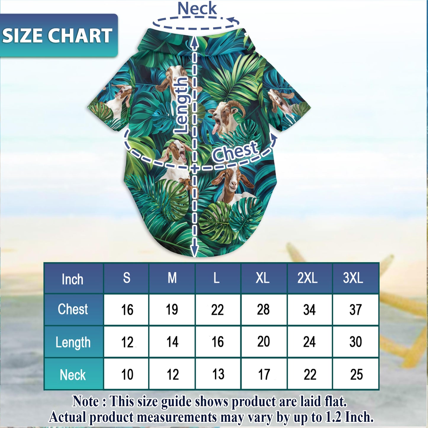 Netecom Matching Boer Goat Hawaiian Shirt for Dog and Owner, Aloha Summer Shirt, Goat Lover Print Button Down Outfit for Pet and Human, Beach Vacation Casual Wear