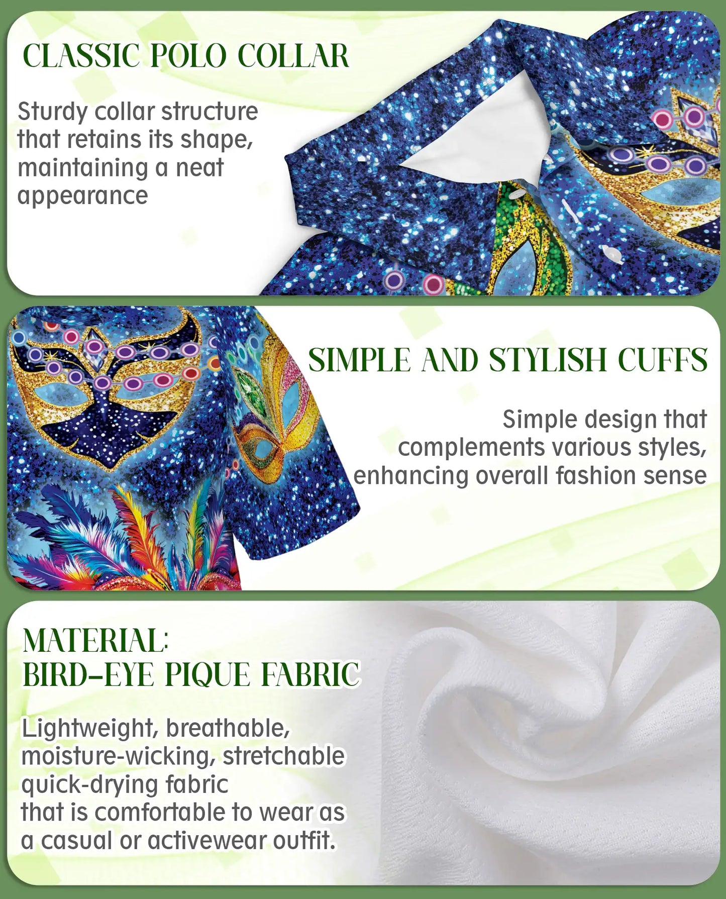 Masquerade Mask Polo Shirt – Carnival Fantasy Print | Netecom