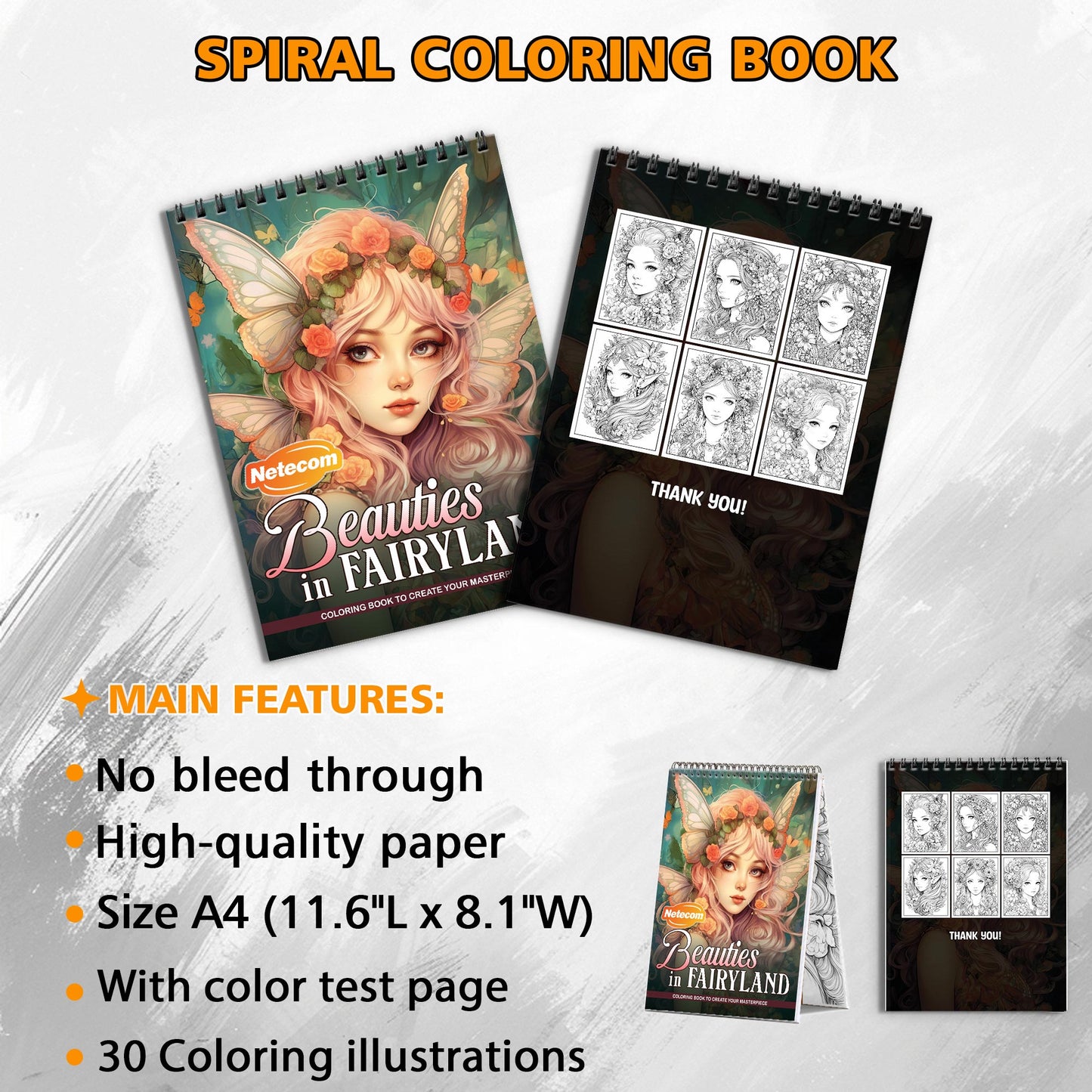 Beauties in Fairyland Spiral Bound Coloring Book, Mystical Beauties in a Fairyland Adventure, Perfect for Fans of Fantasy Art and Enchanting Tales