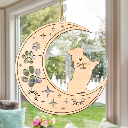 Netecom Corgi Dog Memorial Suncatcher, Personalized Corgi Christmas Ornament with Date Name, Bereavement Gifts for Loss of Pet, Dog Death Sympathy Giftss for Pet Loss Sun Catchers, Dog Grief Gift