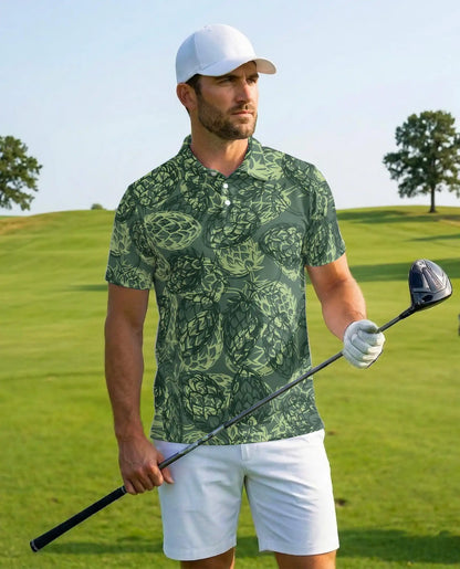 Beer Hops Polo Shirt - Craft Beer Brewing Hop Pattern Design | Netecom