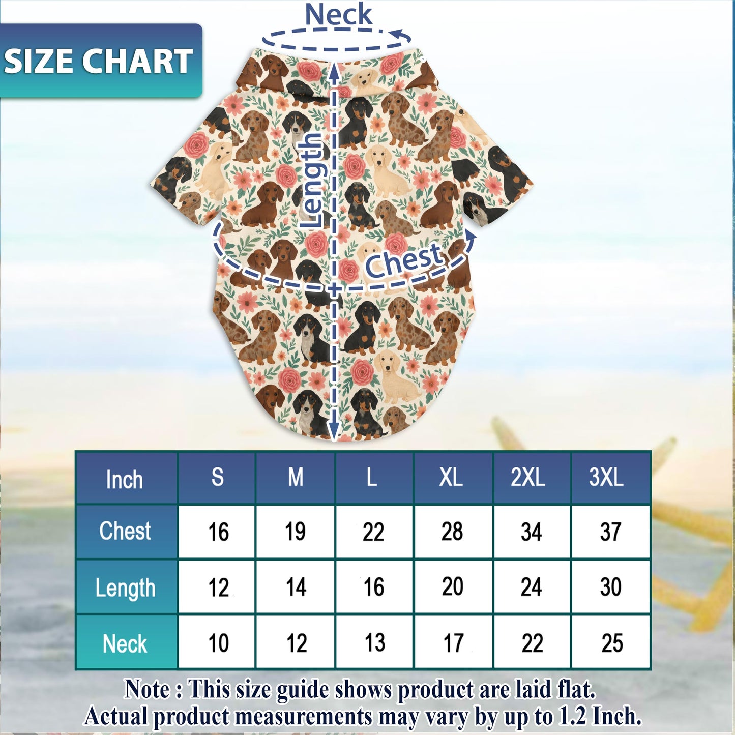Netecom Matching Floral Dachshund Aloha Hawaiian Shirt for Dog and Owner, Aloha Summer Shirt, Dog Breed Floral Print Outfit for Pet and Human, Beach Vacation Casual Wear