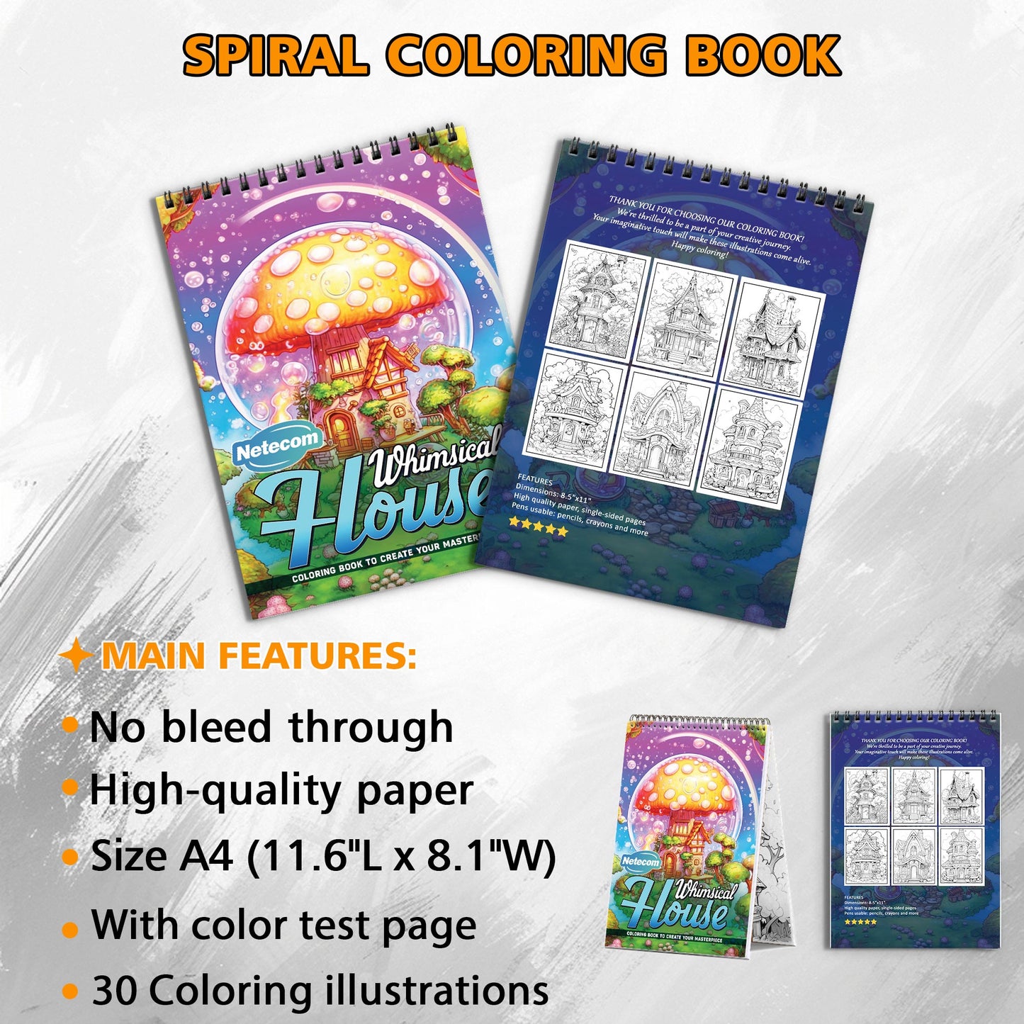 Whimsical House Spiral Bound Coloring Book, Imaginative Whimsical Houses for Creative Fun, Great for Fans of Unique Architecture and Playful Art