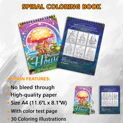 Whimsical House Spiral Bound Coloring Book, Imaginative Whimsical Houses for Creative Fun, Great for Fans of Unique Architecture and Playful Art