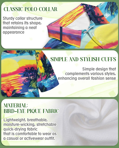 Tropical Sunset Hawaiian Polo Shirt | Netecom
