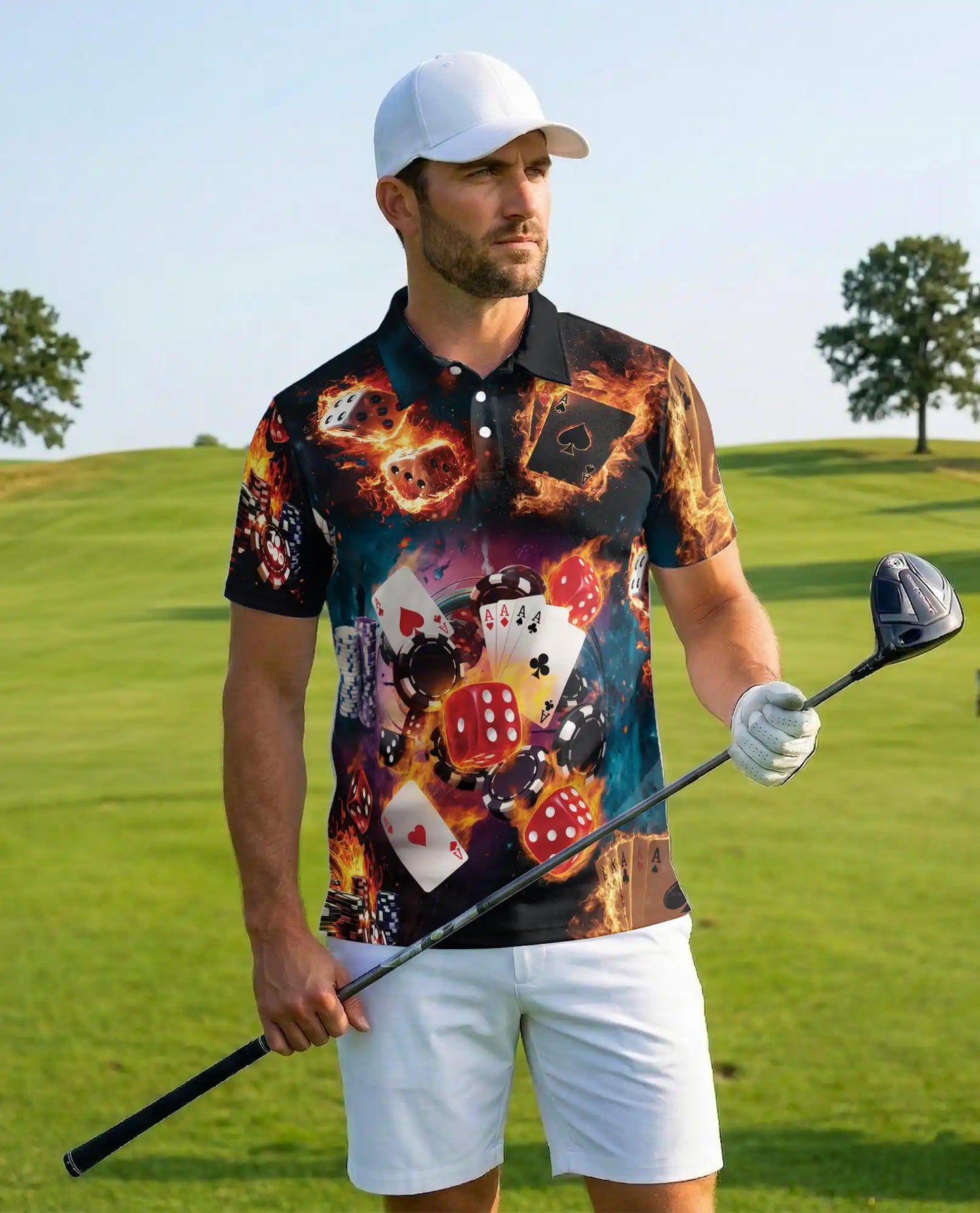 Casino Poker Polo Shirt - Lucky Cards & Dice Style | Netecom