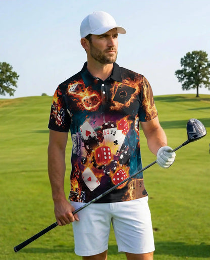 Casino Poker Polo Shirt - Lucky Cards & Dice Style | Netecom